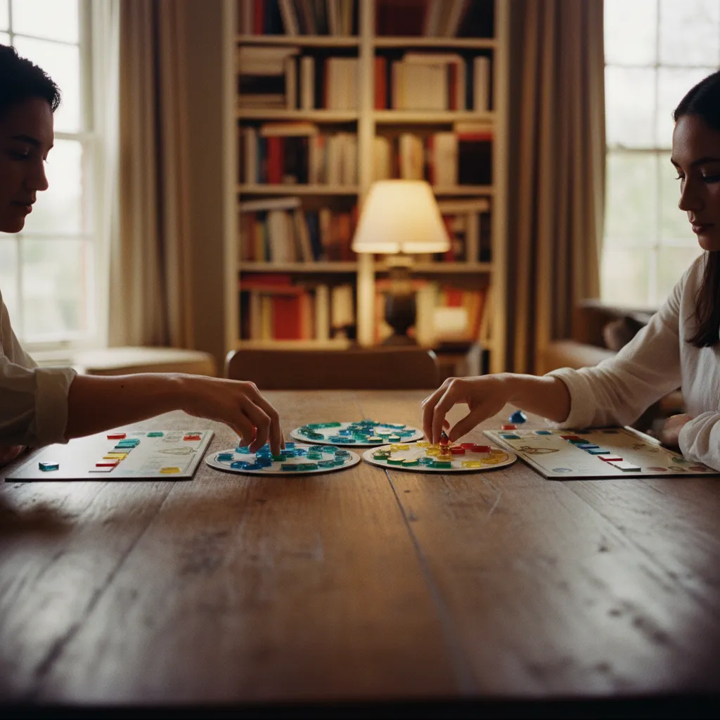 Dos jugadores seleccionando losetas de las fábricas durante una partida de Azul