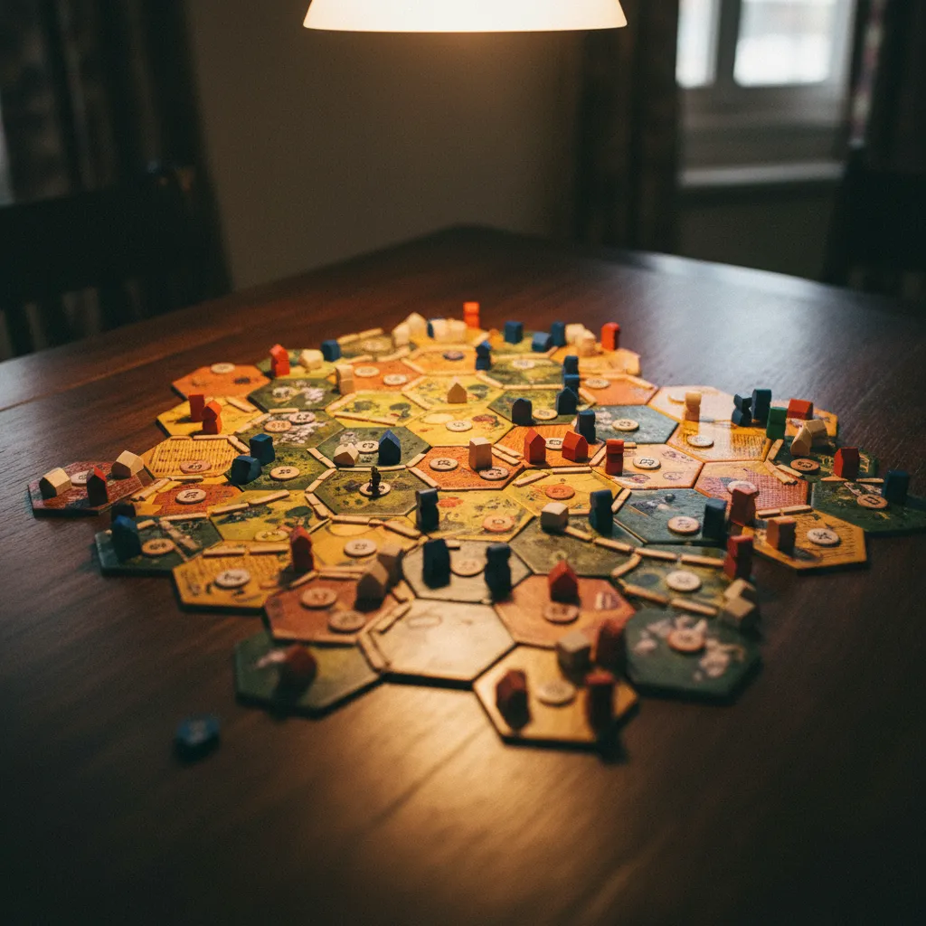 Vista cenital de una partida avanzada con ciudades y carreteras desplegadas por toda la isla