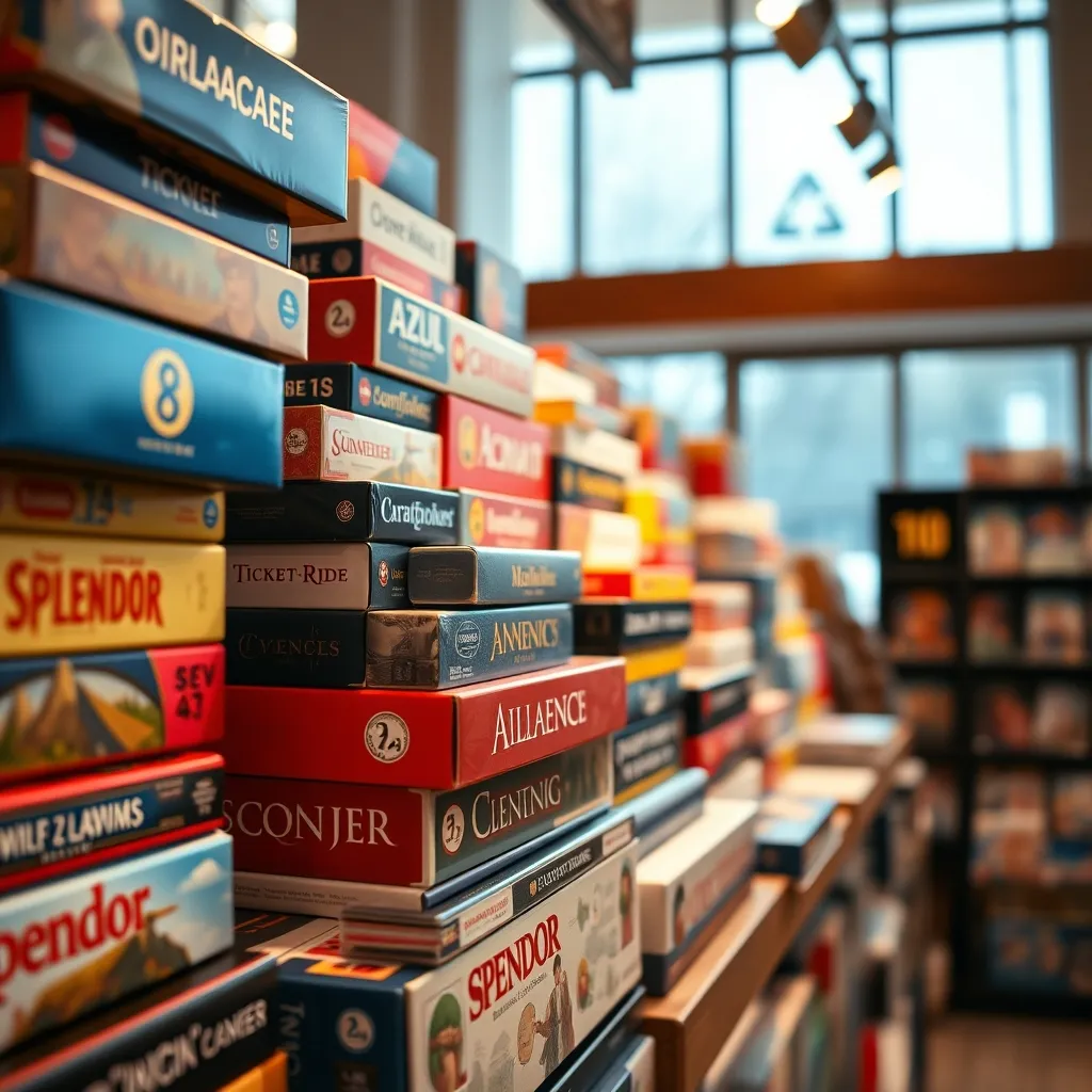 Variedad de juegos de mesa modernos en una tienda especializada