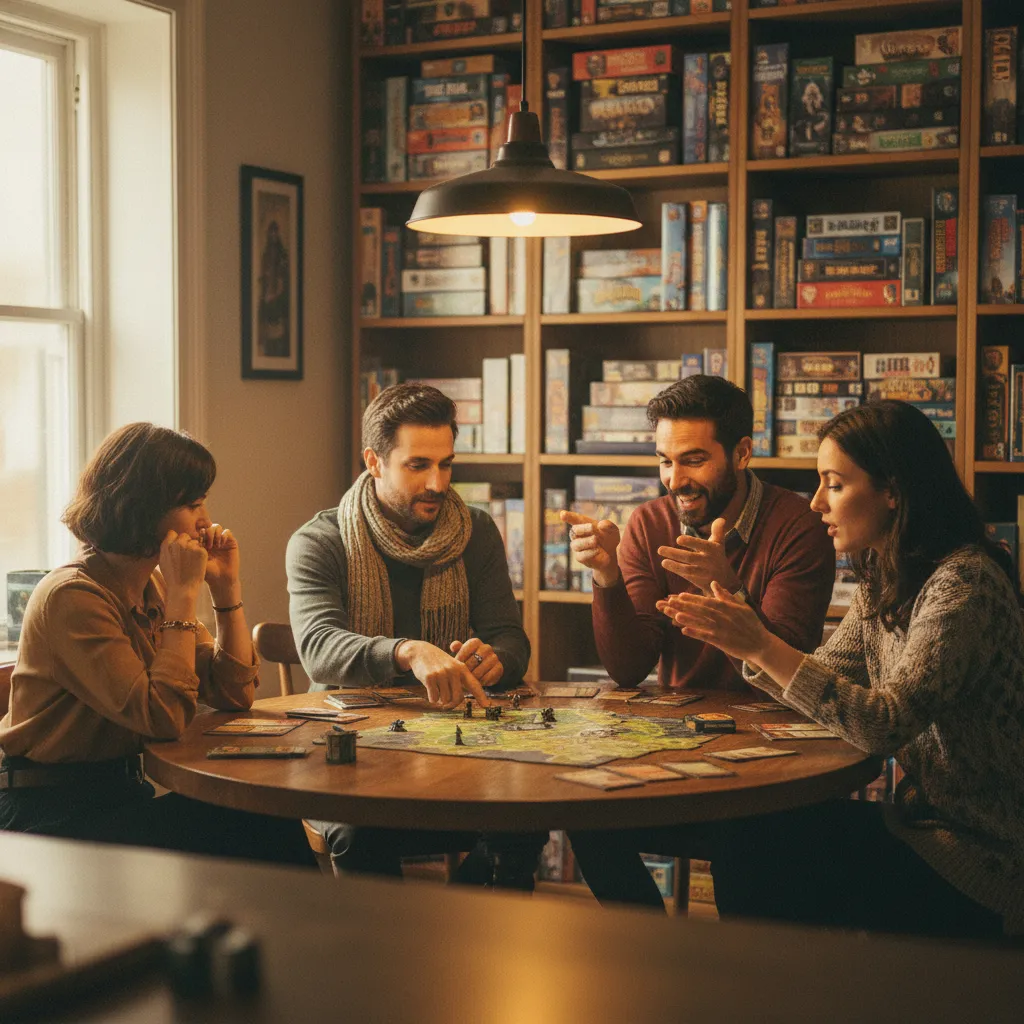 Grupo de jugadores disfrutando de una sesión cooperativa de Gloomhaven