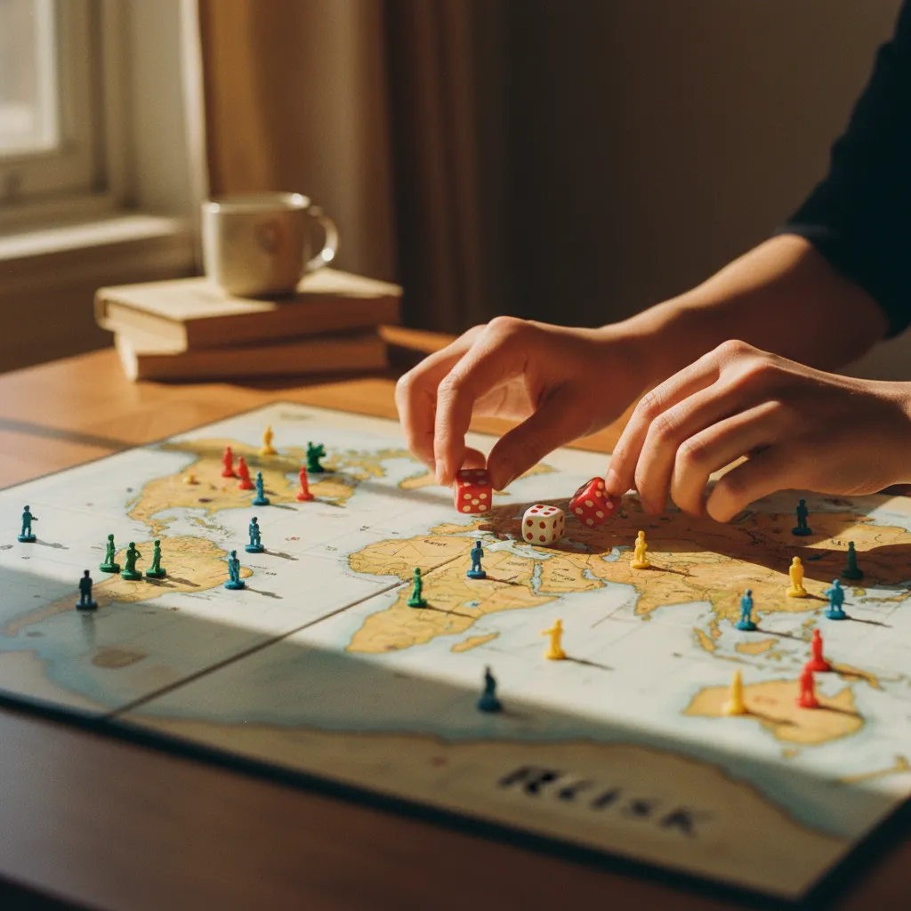 Tirada de dados durante un combate en una partida de Risk