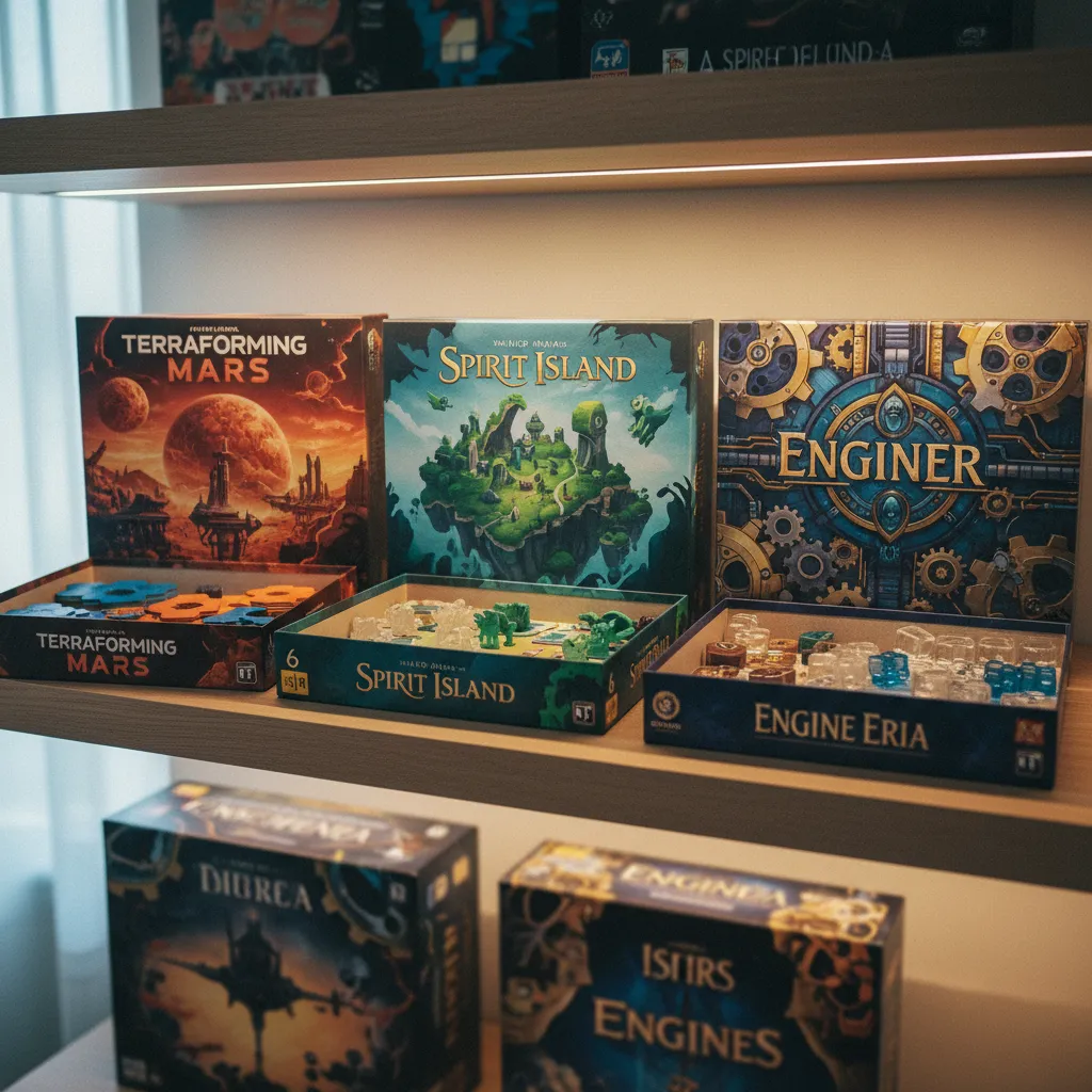 Splendor junto a otros juegos de mesa de estrategia similares en complejidad y estilo