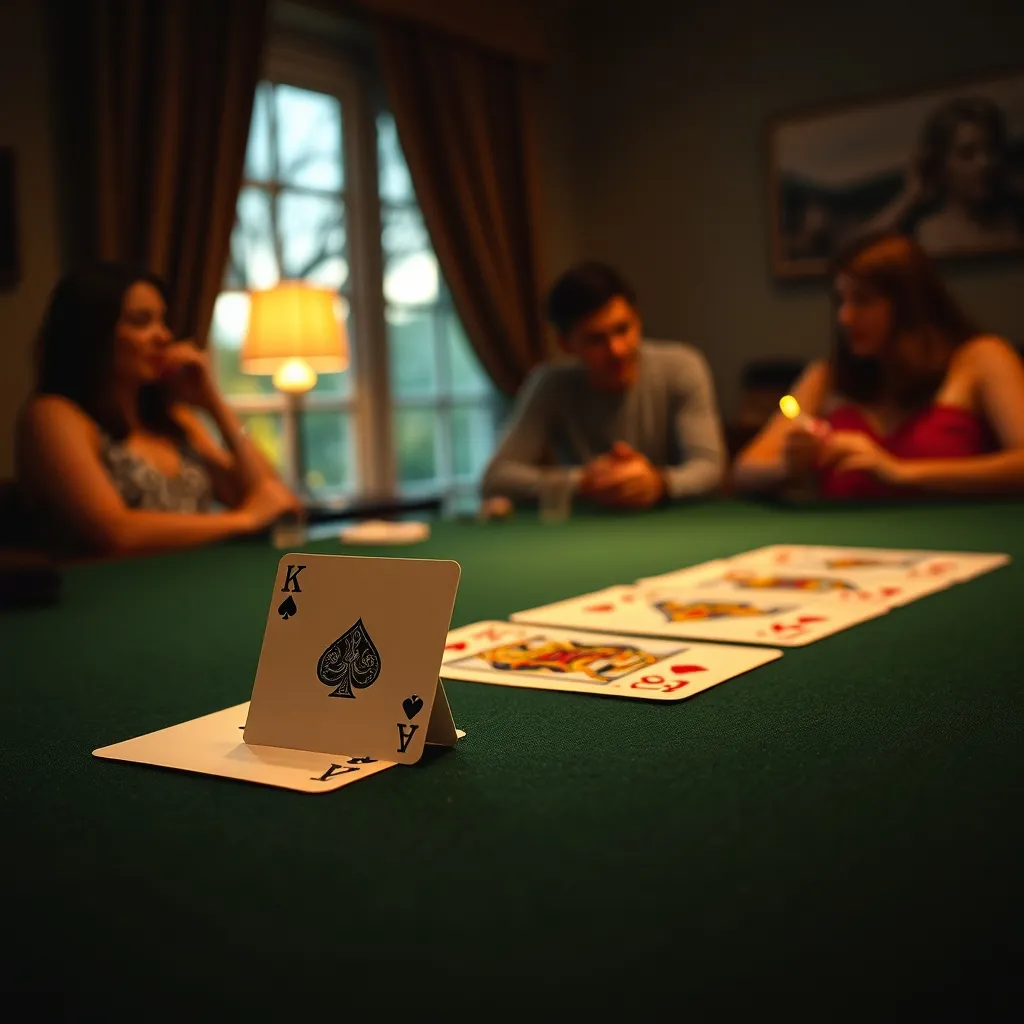 Disposition de blackjack 21 avec as de pique et roi de cœur sur feutre vert