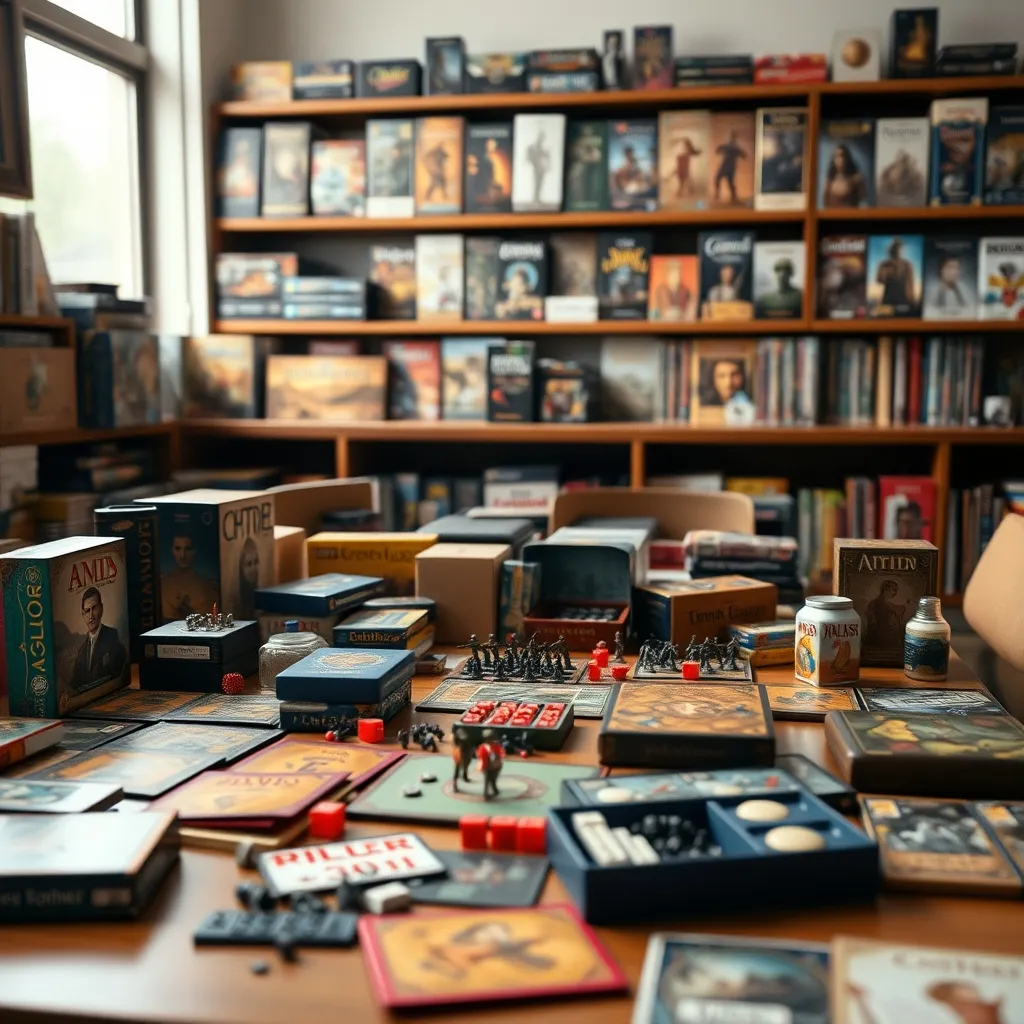 Diferentes tipos de juegos de mesa expuestos en una tienda especializada