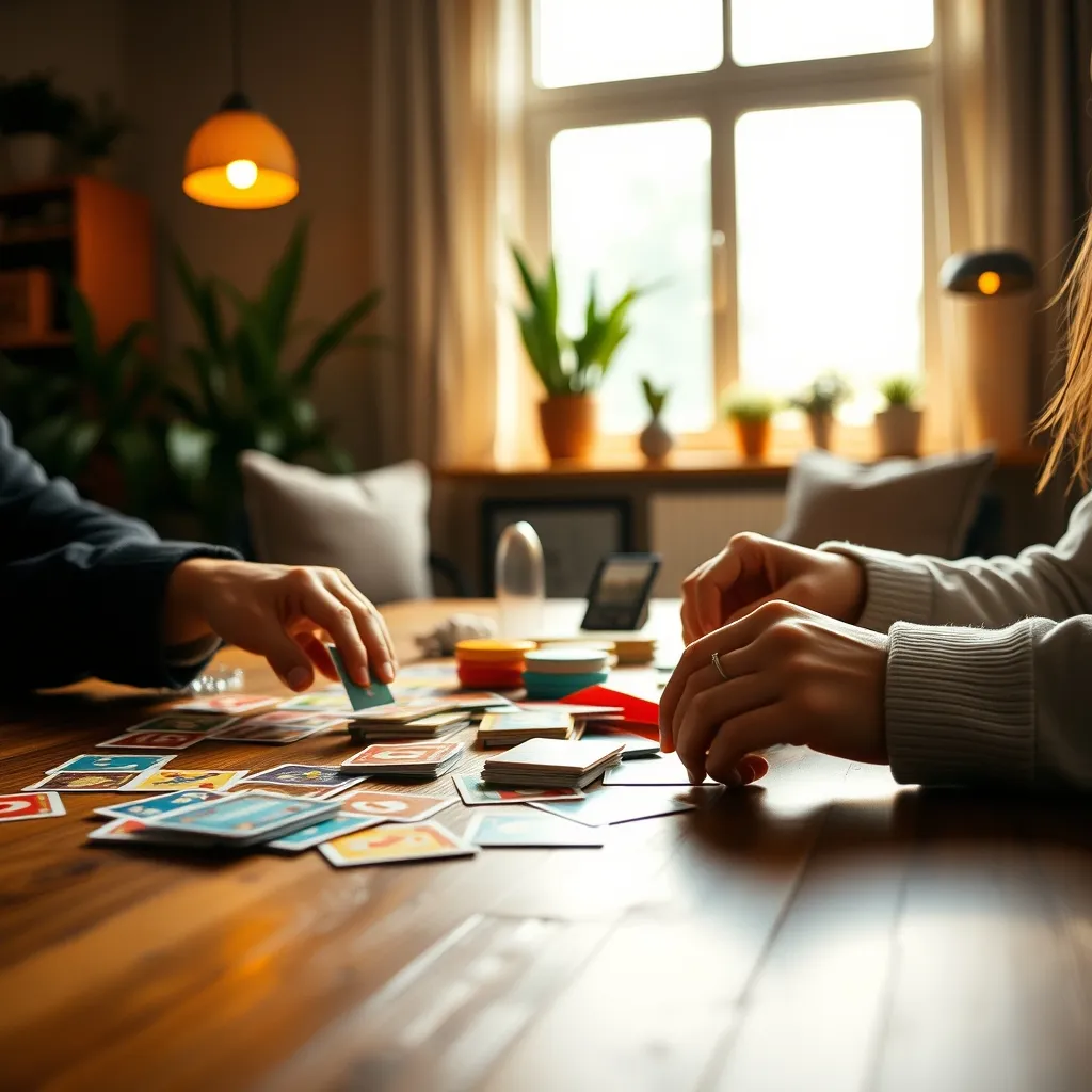 Cartas de un juego de mesa social colombiano desplegadas sobre la mesa
