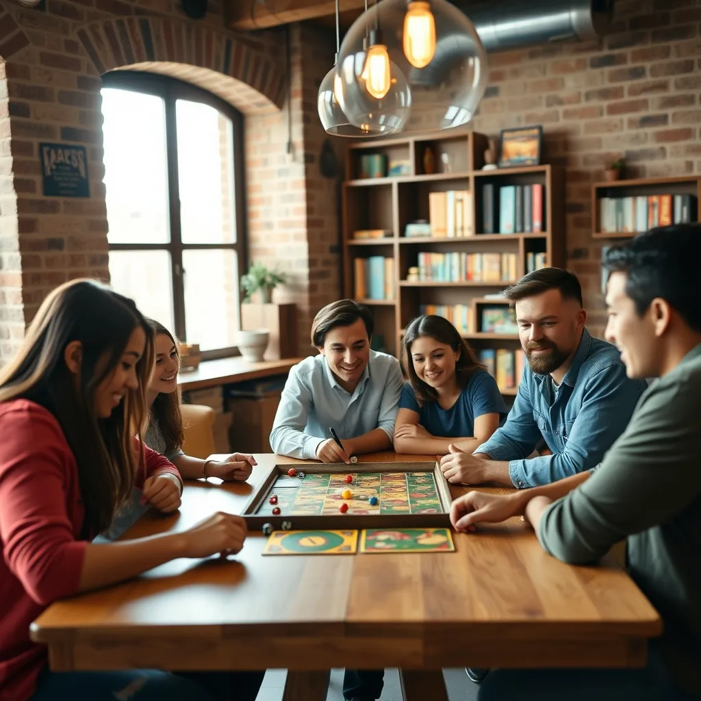 Grupo de jugadores disfrutando de una partida en un café lúdico mexicano