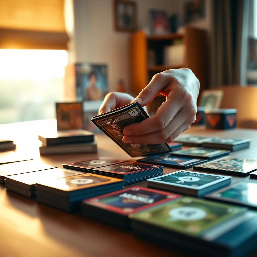 Proceso de enfundado de cartas con distintos grosores de fundas protectoras