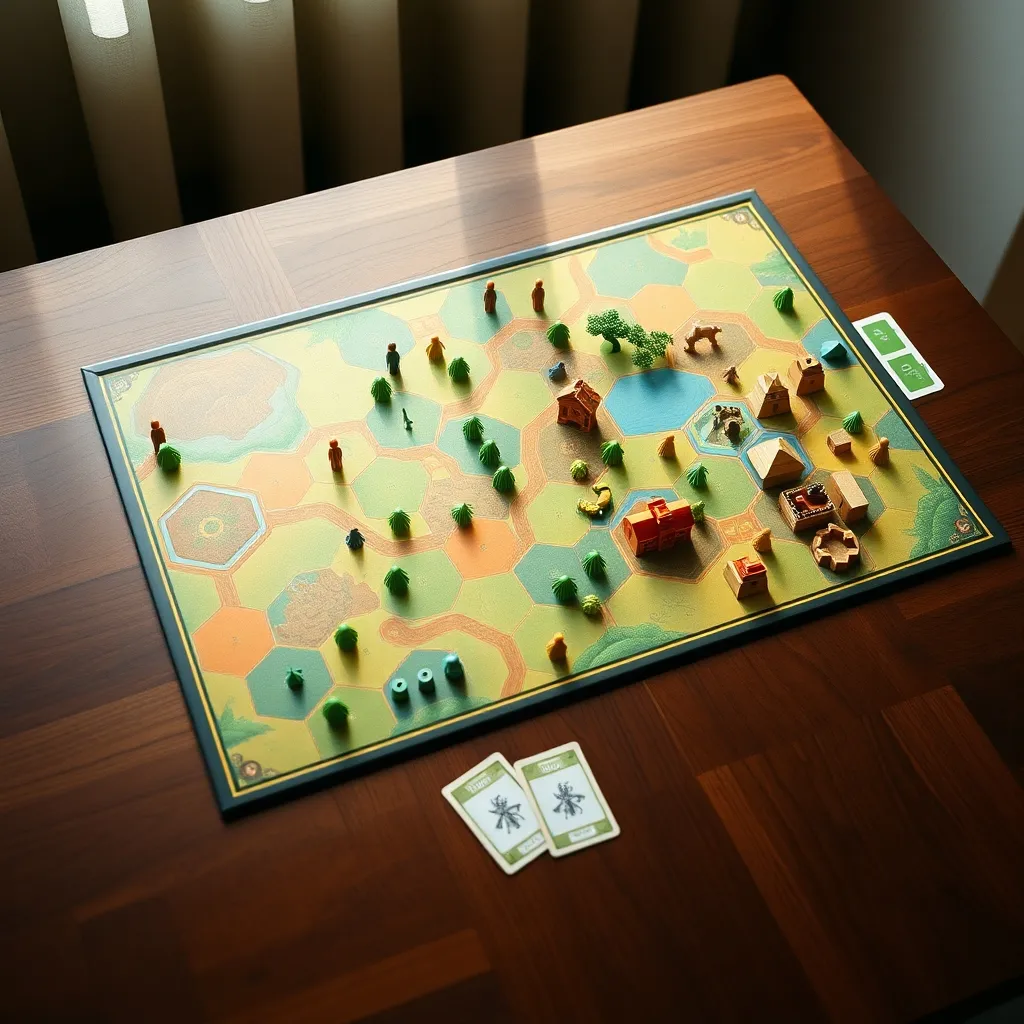 Tablero personal de un jugador con plantaciones diversificadas y edificios activos