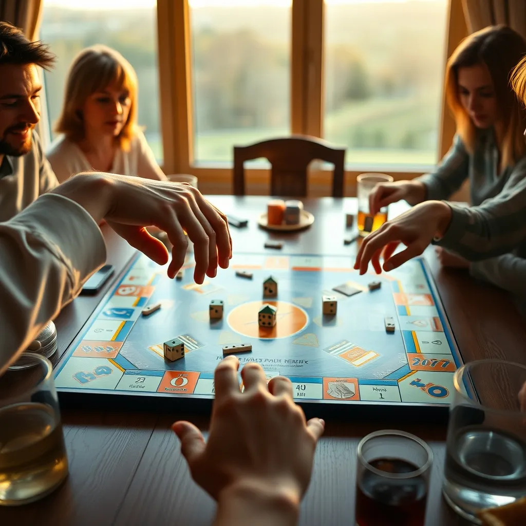 Momento de negociación durante una partida al Tío Rico juego de mesa