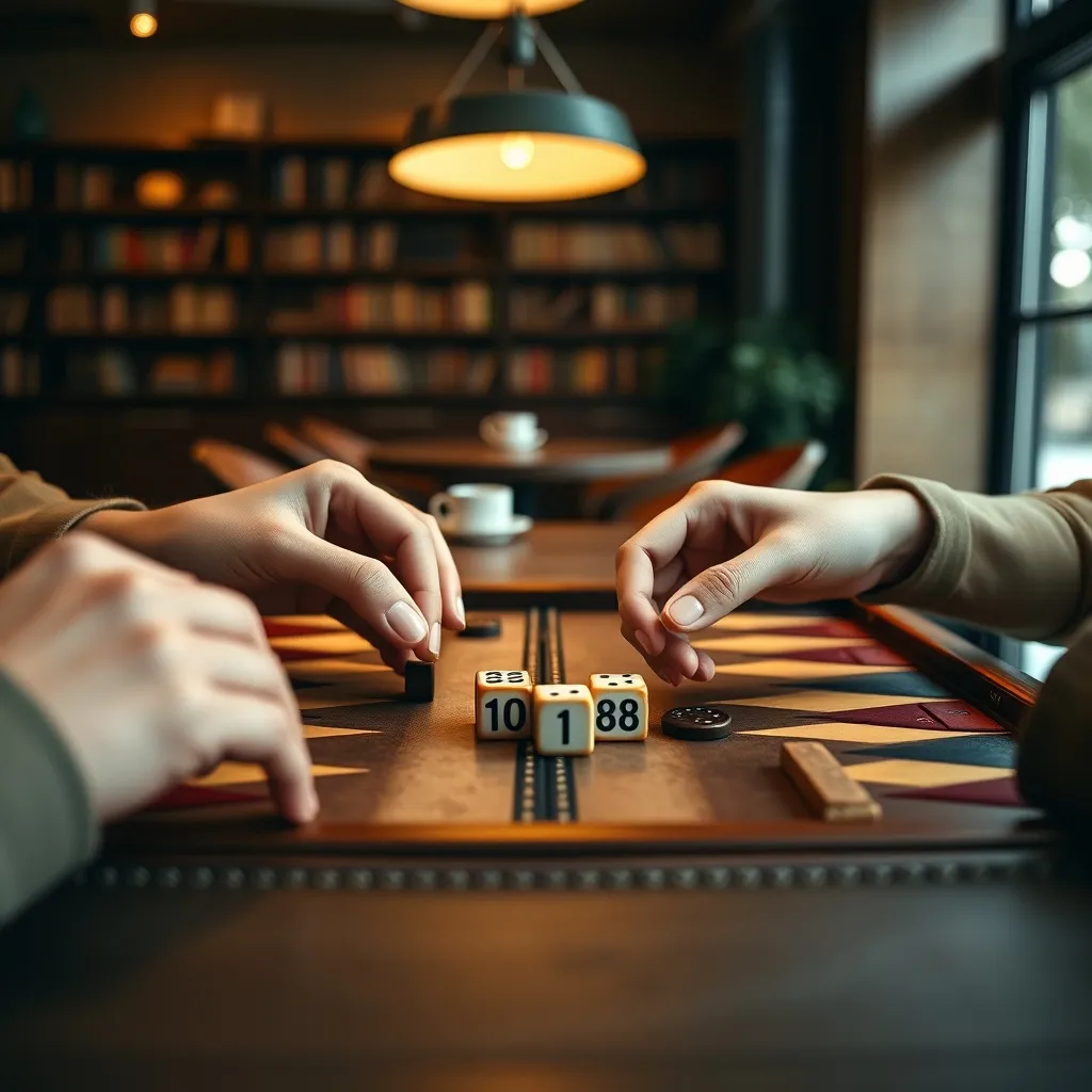 Dos jugadores disputando una partida de backgammon en un tablero de cuero
