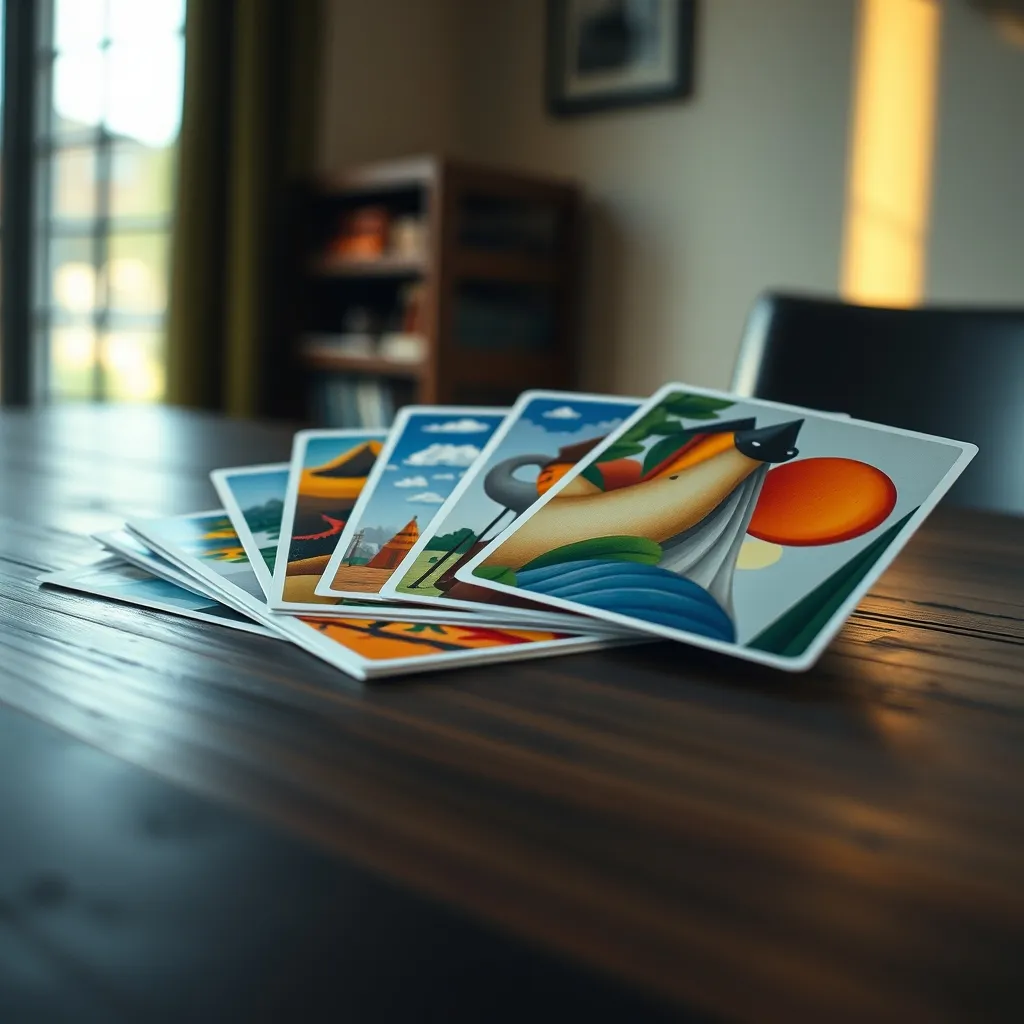 Variedad de estilos artísticos en cartas de juegos de mesa modernos