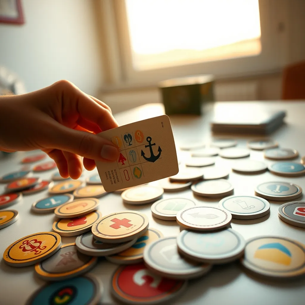 Detalle de las cartas redondas de Dobble con sus icónicos símbolos coloridos