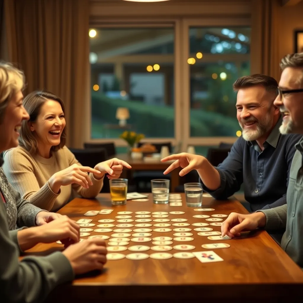 Grupo de amigos disfrutando de una partida intensa de Dobble entre risas