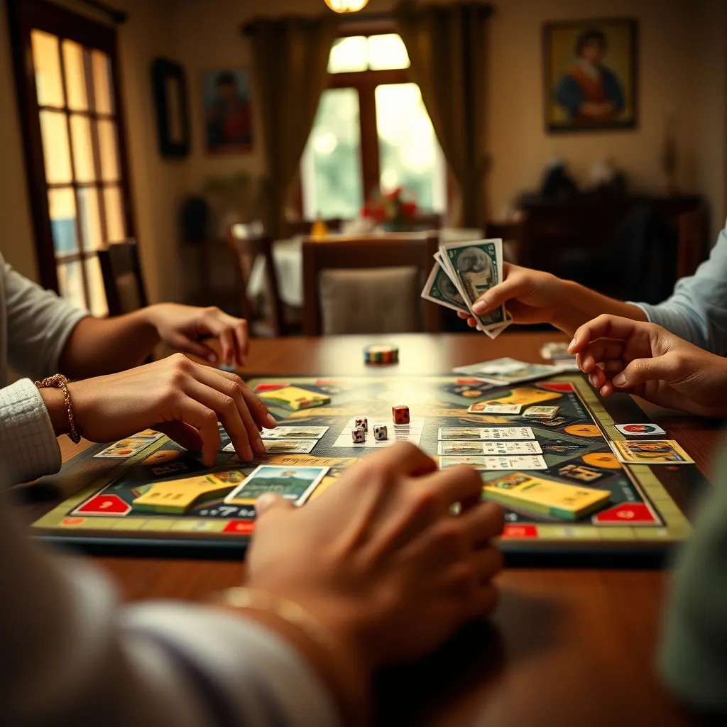 Momento de partida: los jugadores negocian propiedades y lanzan los dados
