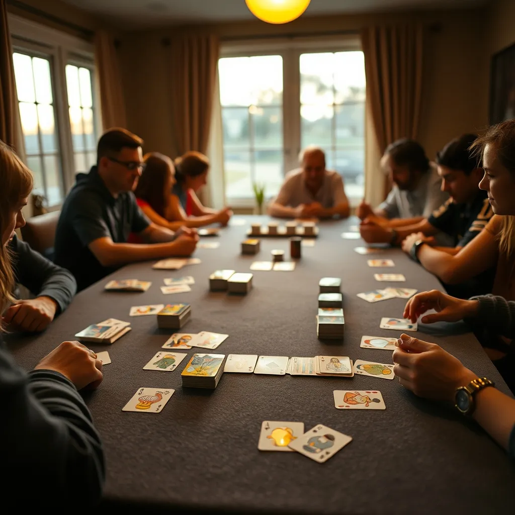 Disposición completa de un juego de cartas con zonas claramente diferenciadas