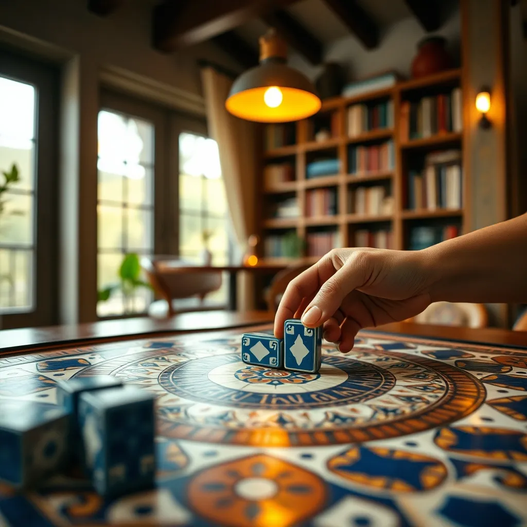 Detalle de la colocación de losetas en las líneas de patrón del tablero de Azul