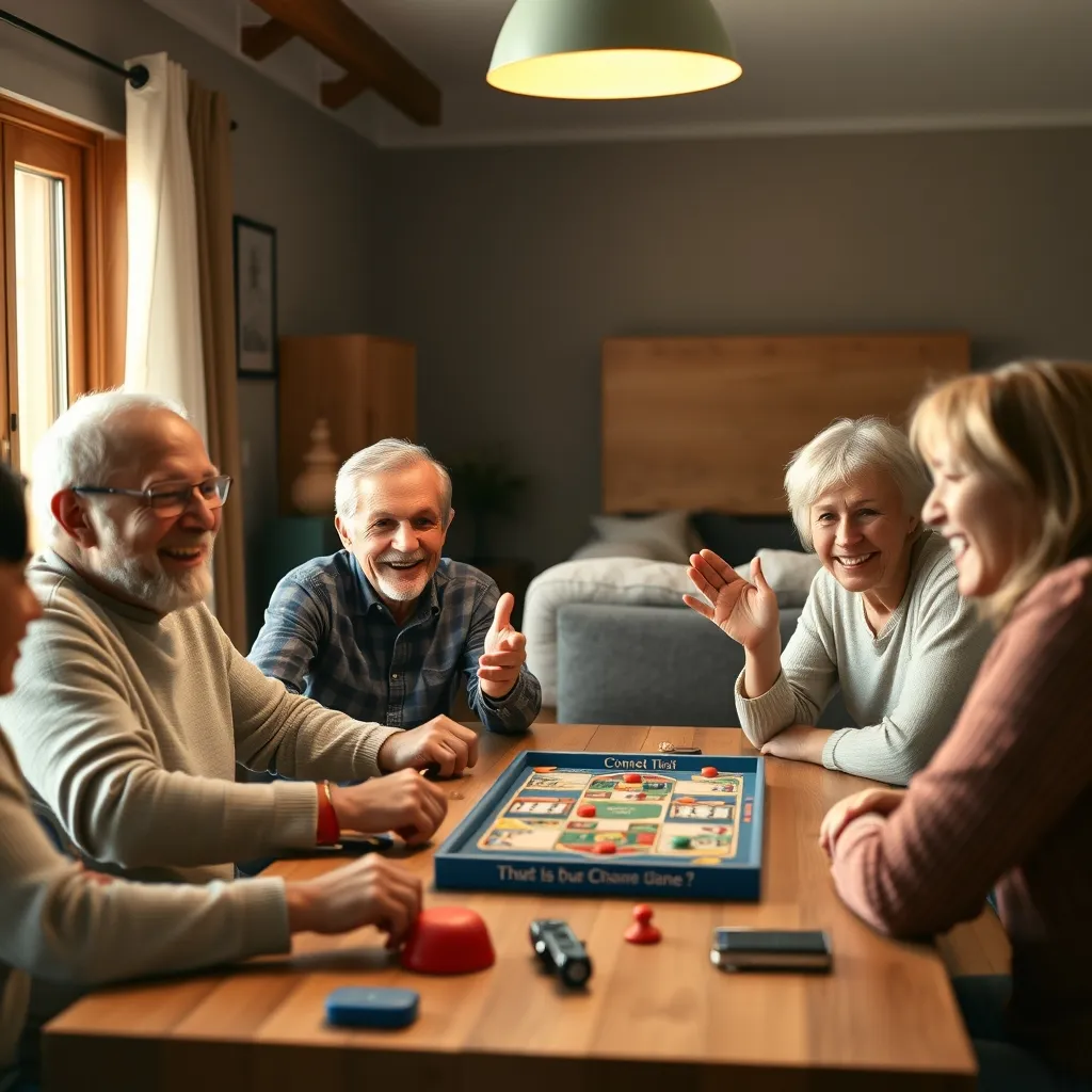 Familia celebrando una respuesta acertada durante la noche de juegos