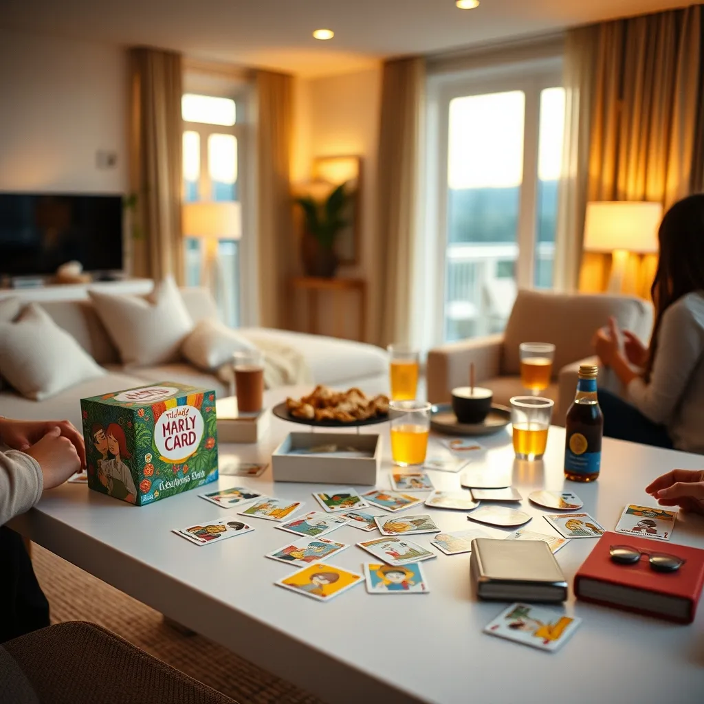 Juego de cartas Burdaerata desplegado en una noche de juegos