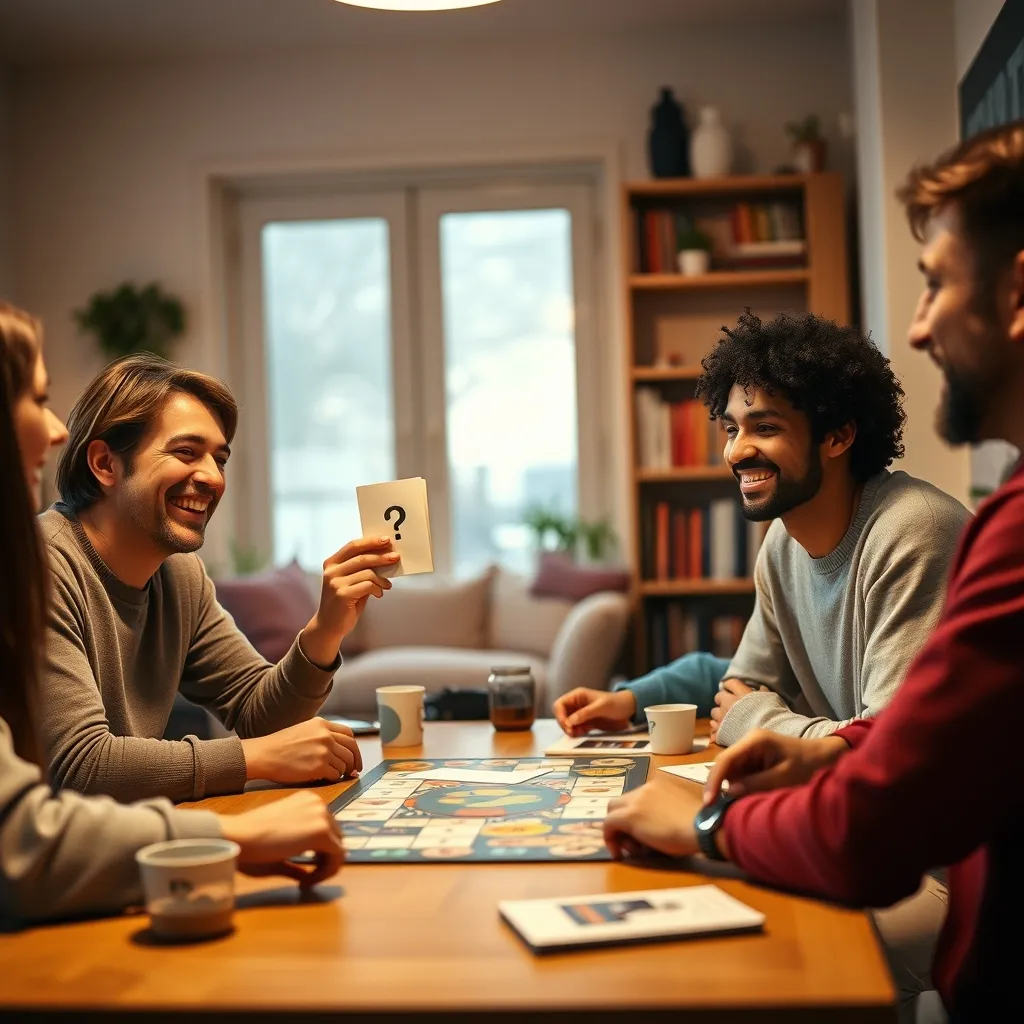 Grupo de amigos disfrutando de una partida de Reto al Conocimiento