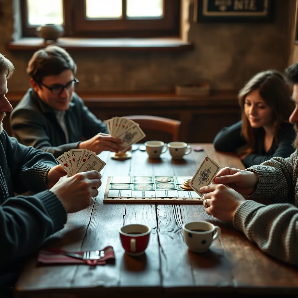 Partida de cartas con baraja española en un ambiente tradicional