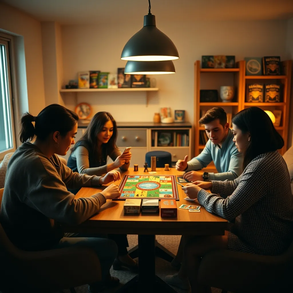 Grupo de jugadores disfrutando de una sesión de eurogames para principiantes