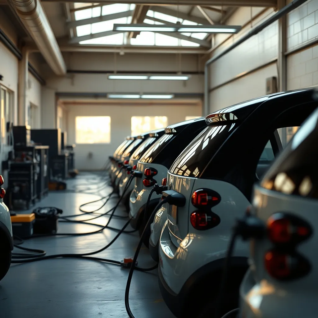 Zona de mantenimiento y carga de baterías de los mini cars Eurogames