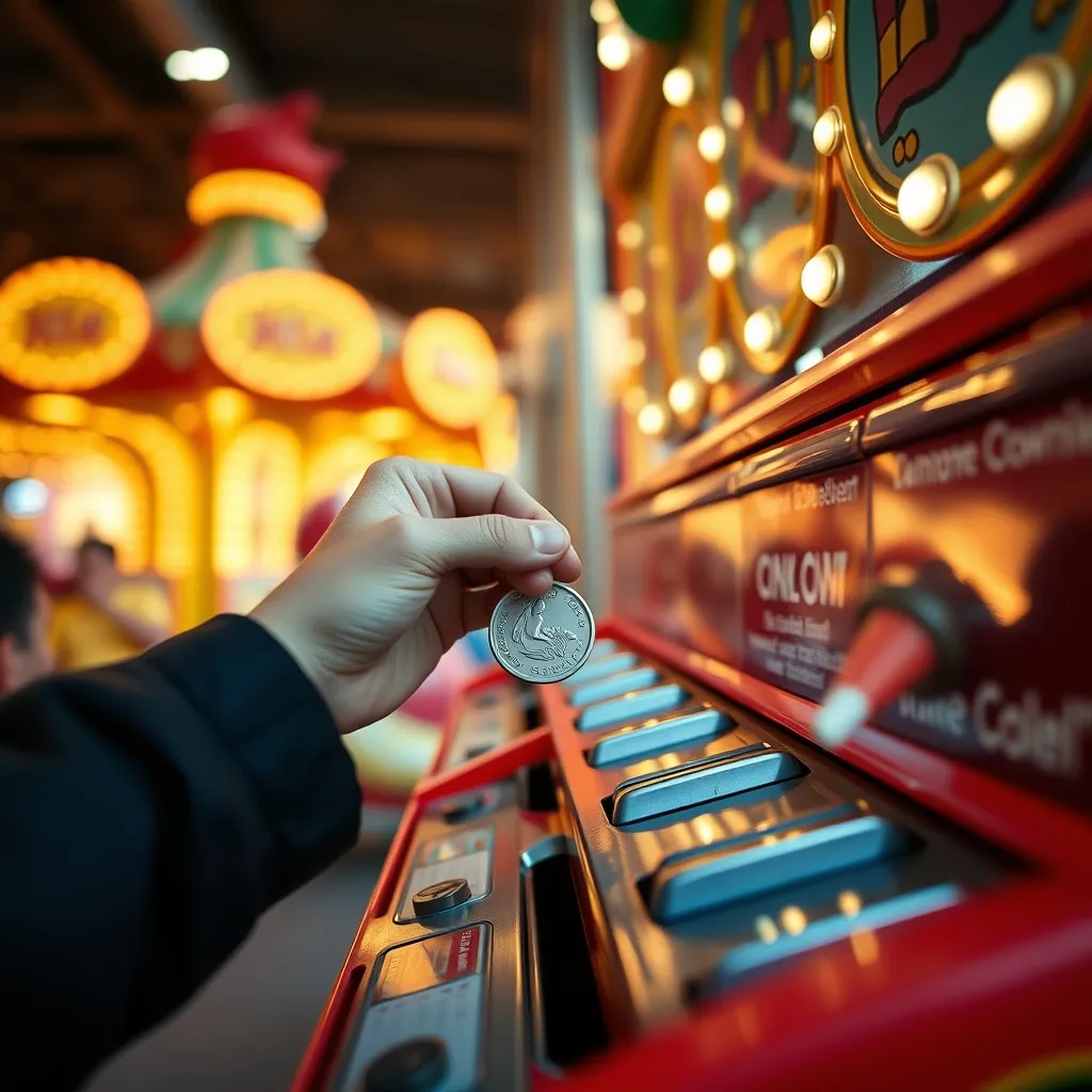 Momento de insertar un token en el mecanismo aceptador de un Mini Car