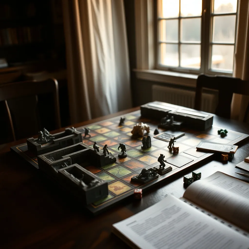 Prototipo avanzado de un dungeon crawler casero con losetas y cartas de monstruos