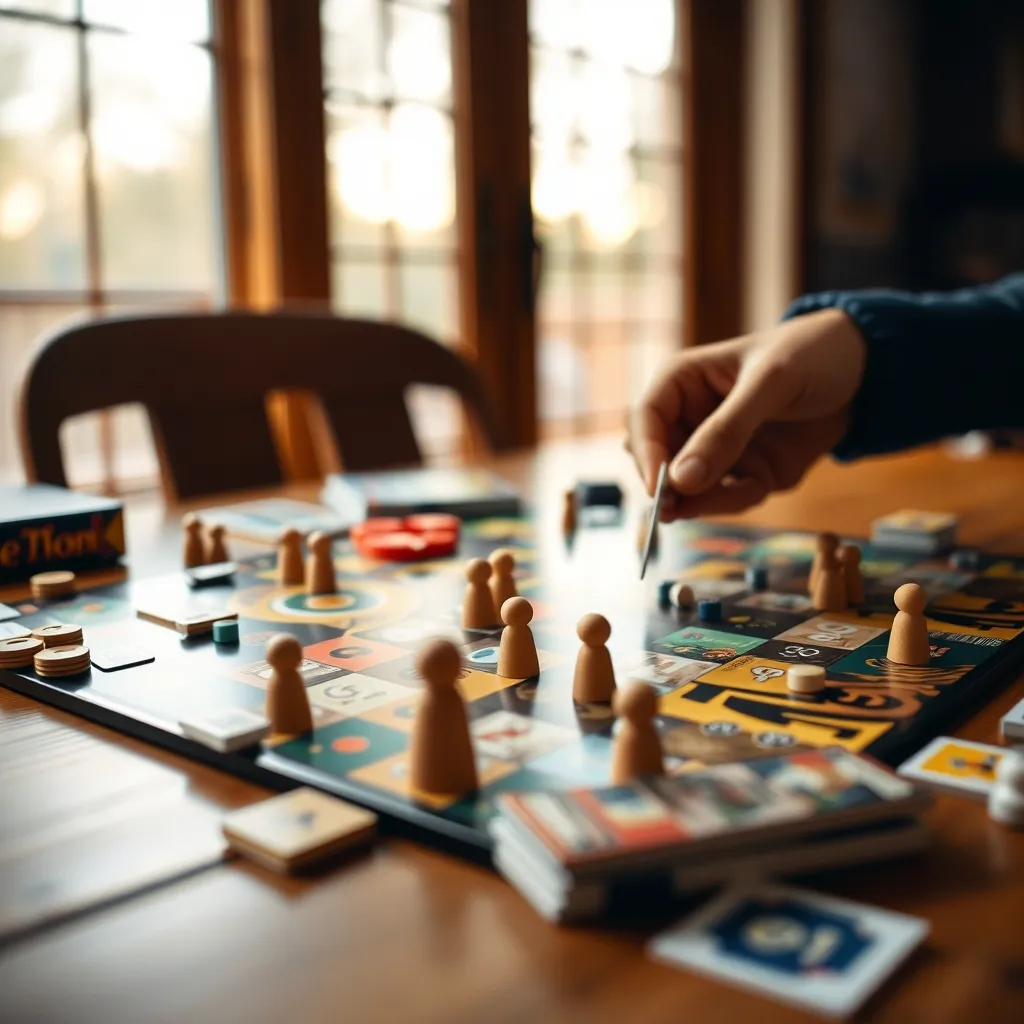 Detalle de componentes de juegos de mesa modernos sobre la mesa de juego