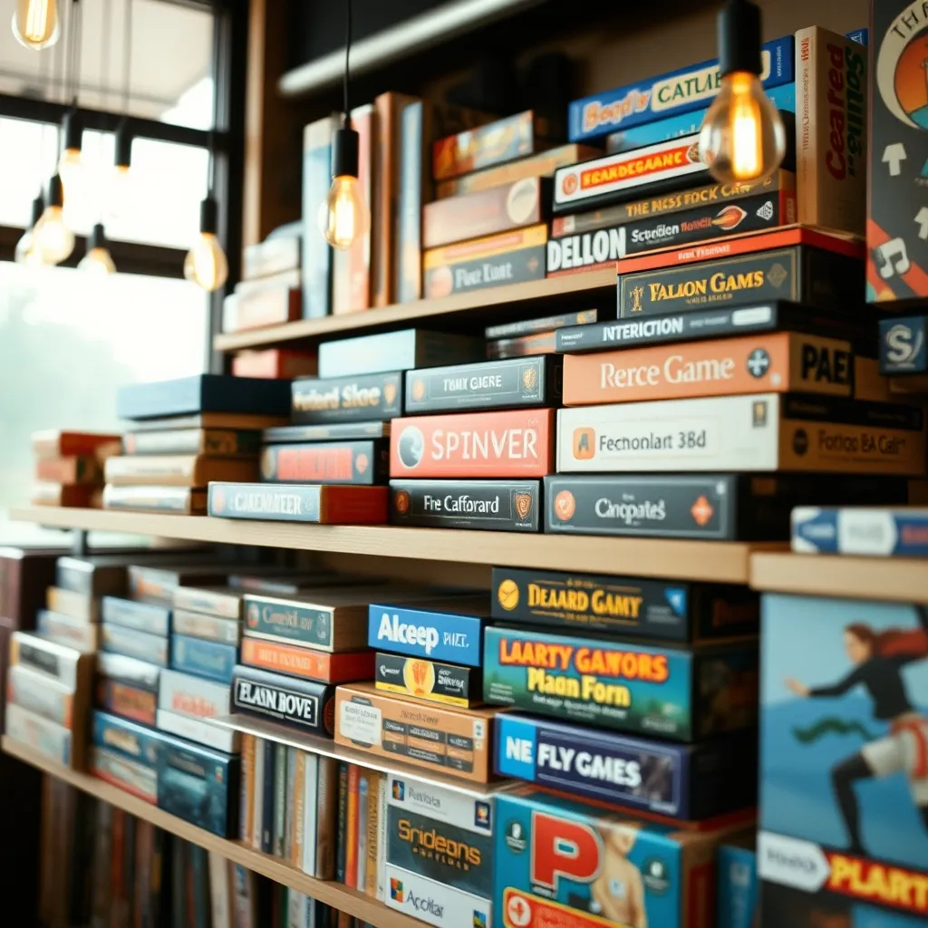 Estantería con clásicos y novedades en una tienda especializada en juegos de mesa