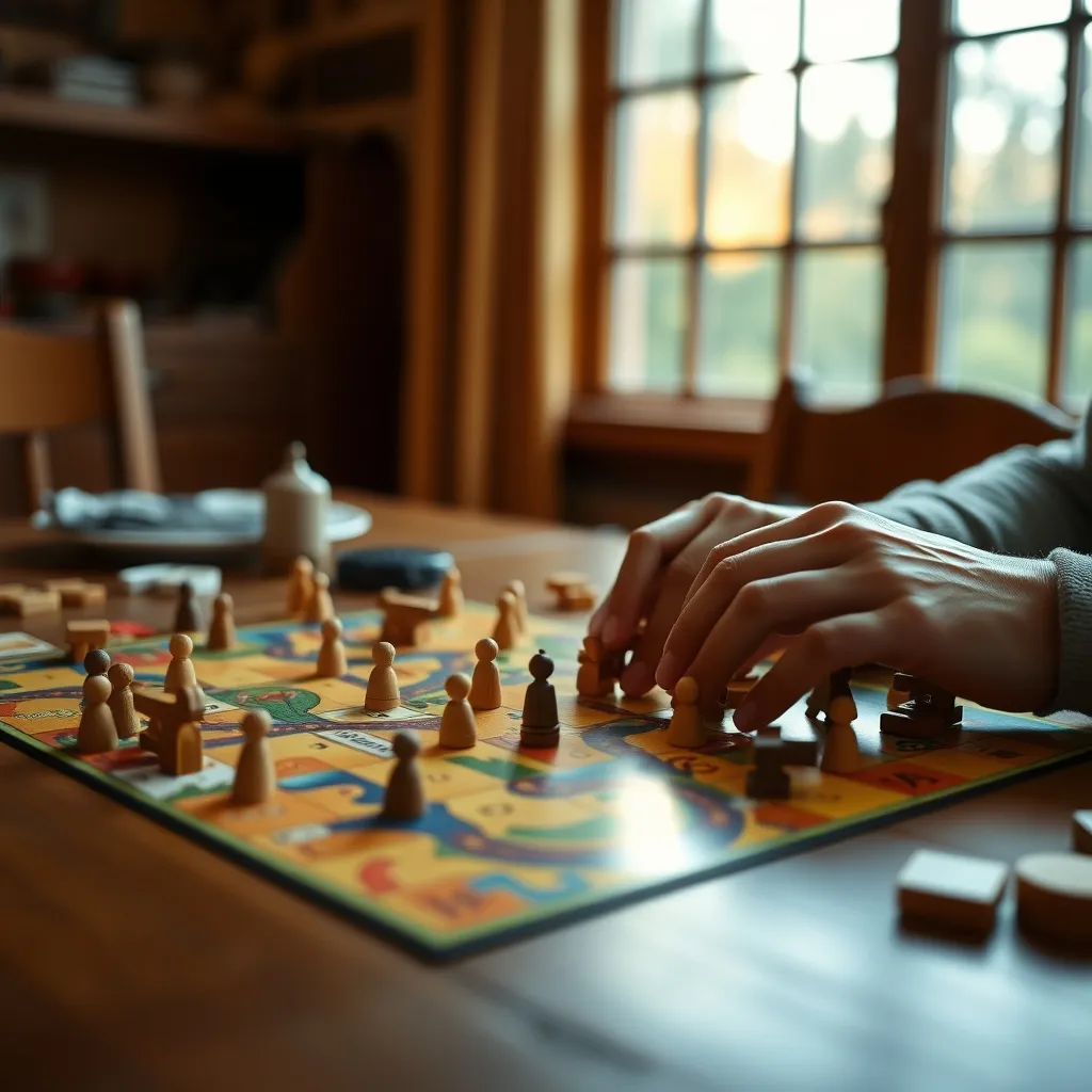 Detalle de fichas y componentes de un juego de mesa moderno durante una partida
