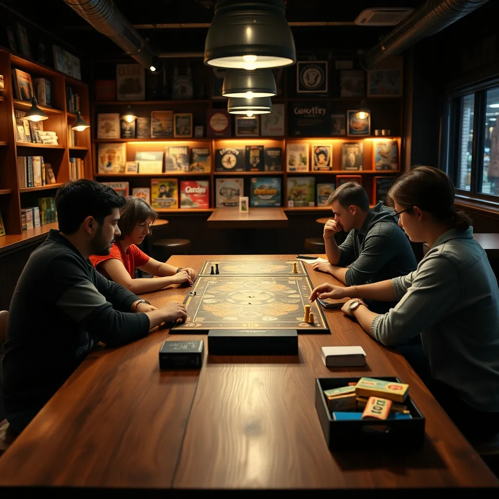 Des joueurs profitent de l'espace de jeu intégré dans une boutique spécialisée en jeux de société