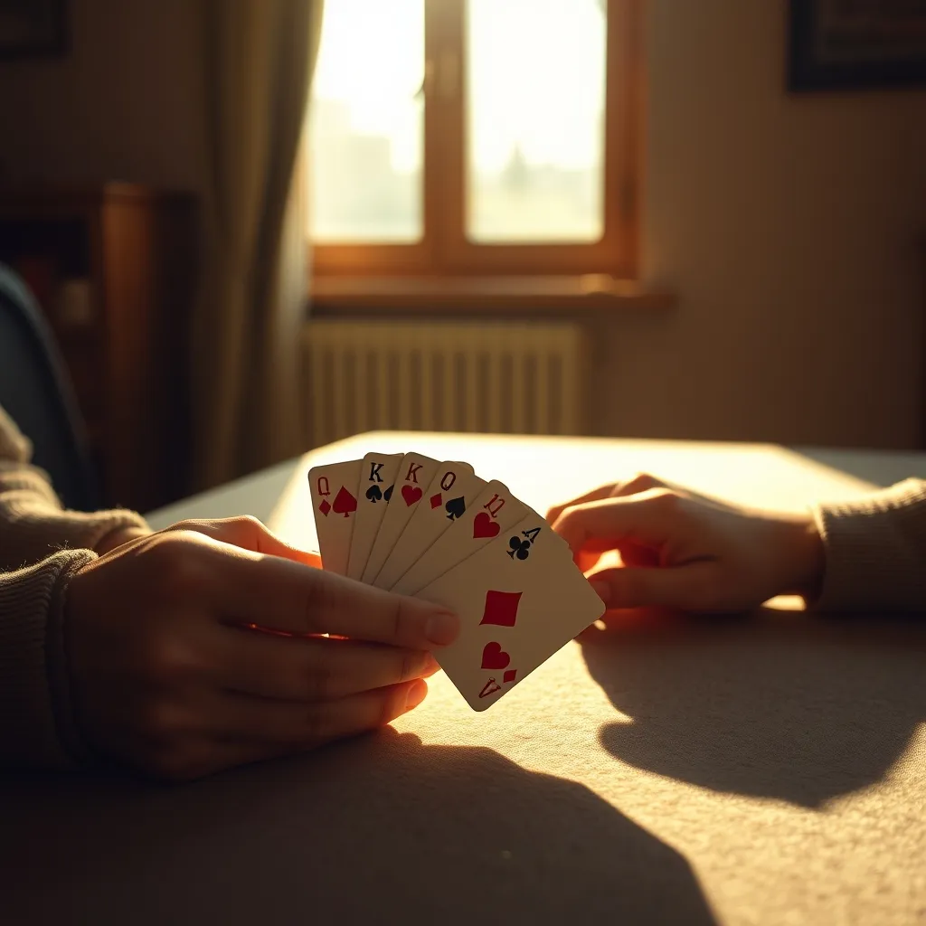 Manipulation des cartes lors de la mise en place d'une partie de solitaire