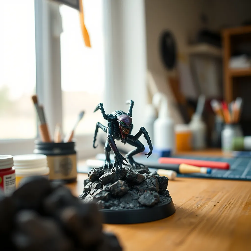 Hive Tyrant de los Tiránidos pintado con el clásico esquema de colores púrpura, una de las miniaturas más emblemáticas del ejército