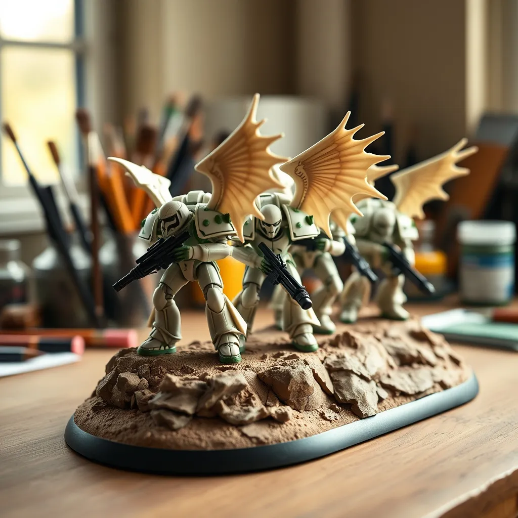 Terminators Deathwing de los Ángeles Oscuros pintados con esquema clásico en hueso y verde