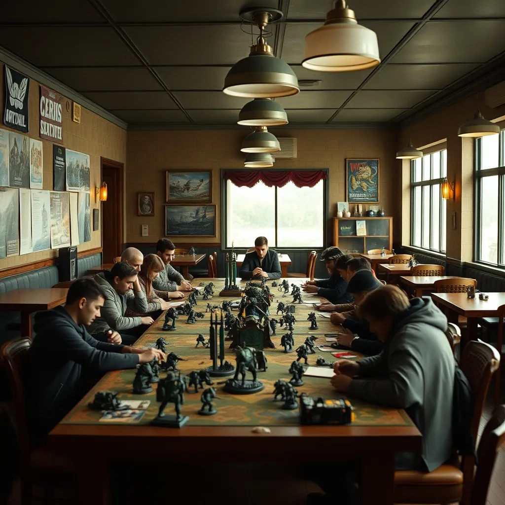 Jugadores reunidos en un club de Warhammer de Barcelona durante una partida de Warhammer 40.000